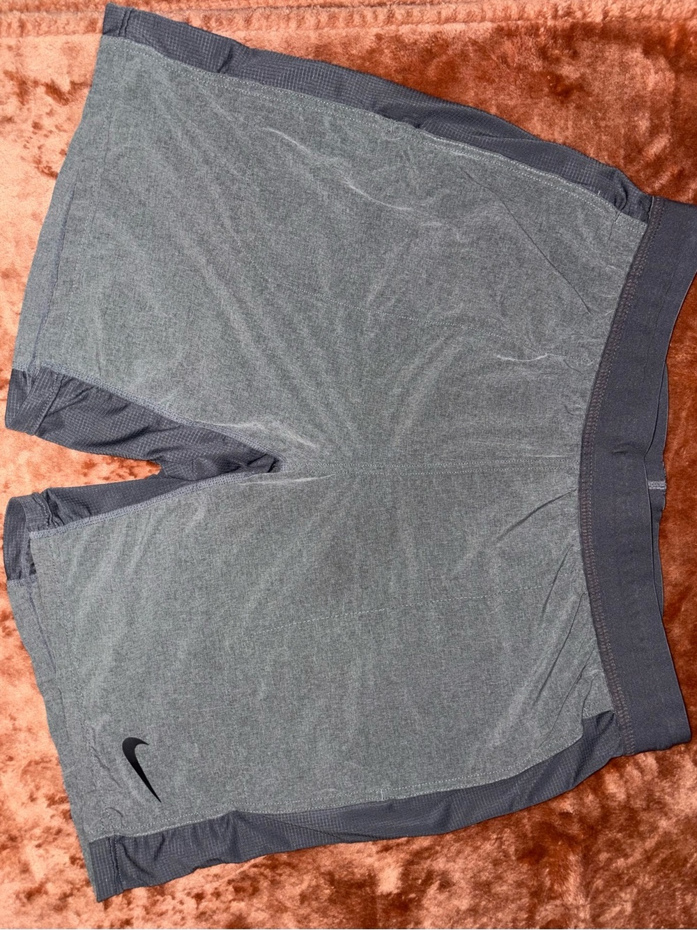 Nike Men's Heather Gray Athletic Training Shorts with Dark Trim
